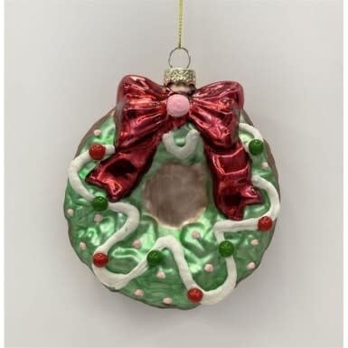 5" Glass Holiday Sweets Wreath Ornament