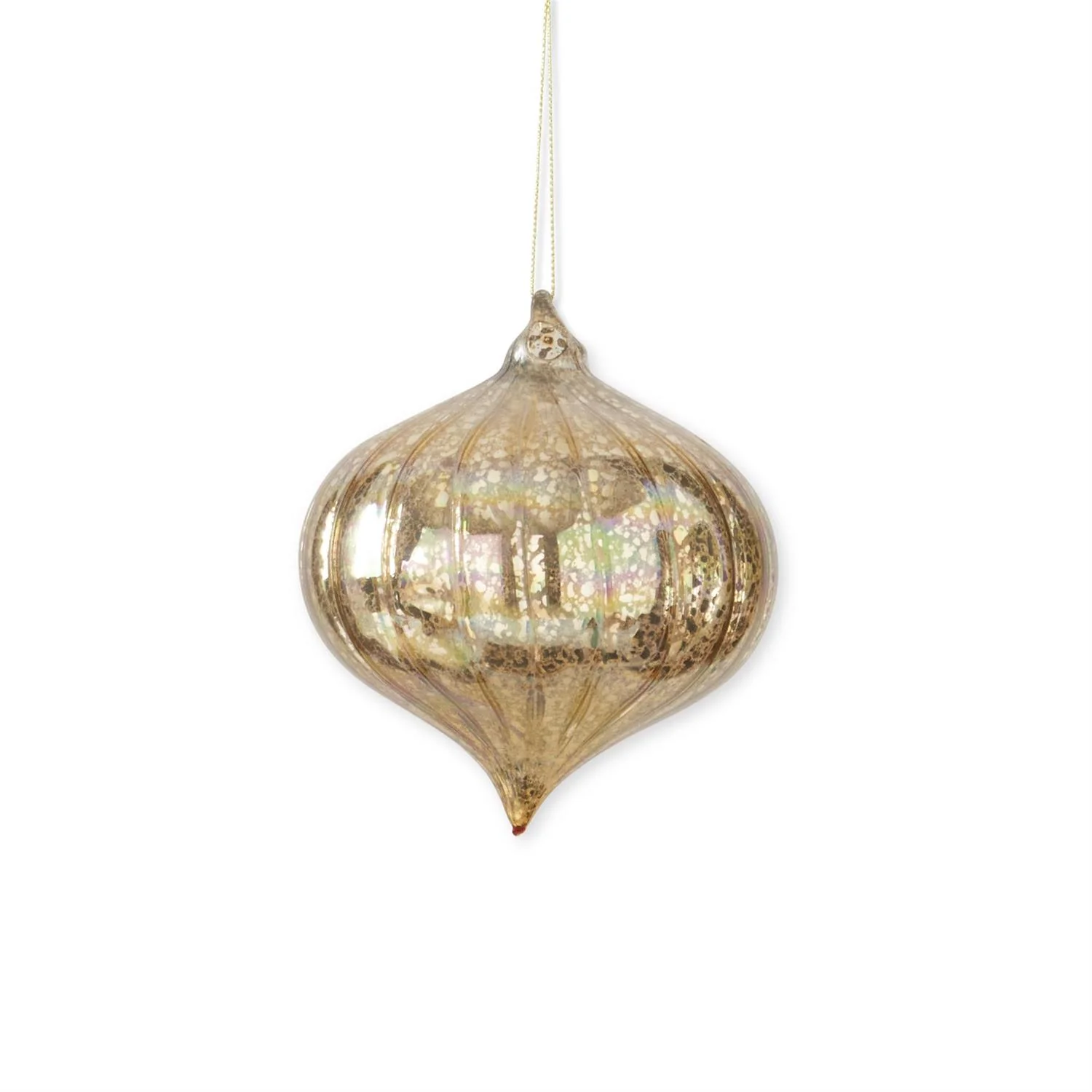 5 Inch Gold Ribbed Mercury Glass Onion Ornament