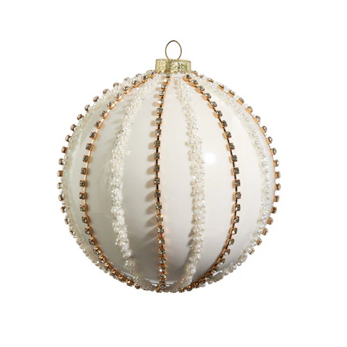 5" Rhinestone and Pearl Ball Ornament