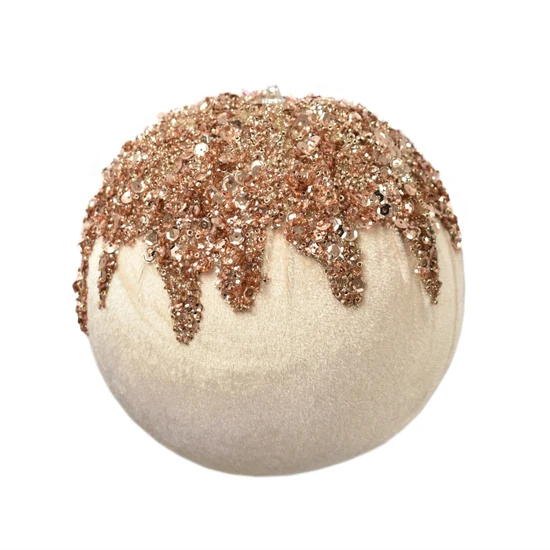 5" Velvet Ball With Dripping Sequin Design - Image 2