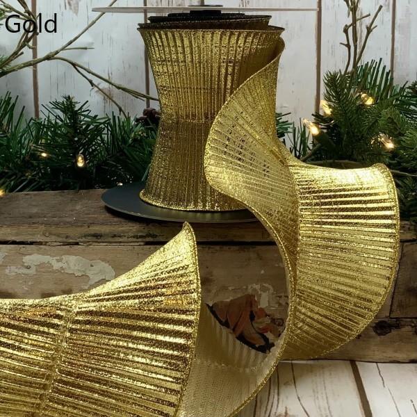 5” X 10yds Fluted Lame, Gold - Image 2
