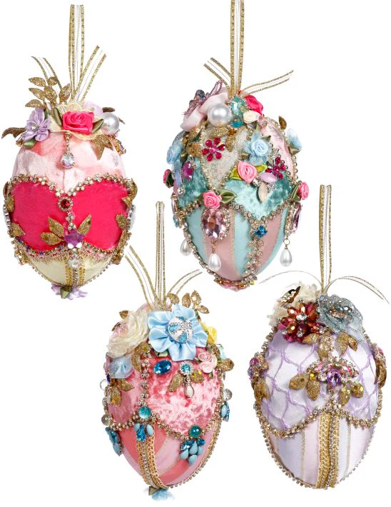 6" Fabric Jeweled Easter Eggs - SOLD INDIVIDUALLY