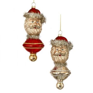 6" Glass Vintage Santa Finial Ornament - Sold Individually