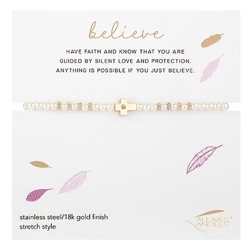 6” Gold Cross Bracelet Stretch