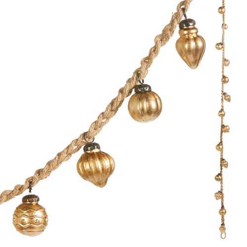 6' Gold Ornament Rope Garland - Image 2