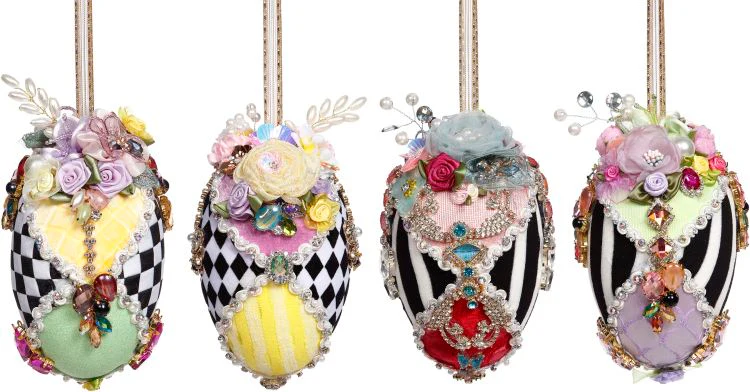 6" Harlequin Jewelled Egg Orn - Sold Individually