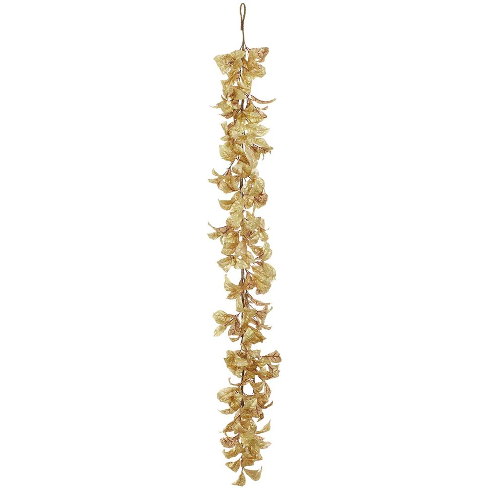 6' Metallic Magnolia Leaf Garland Gold - Image 2