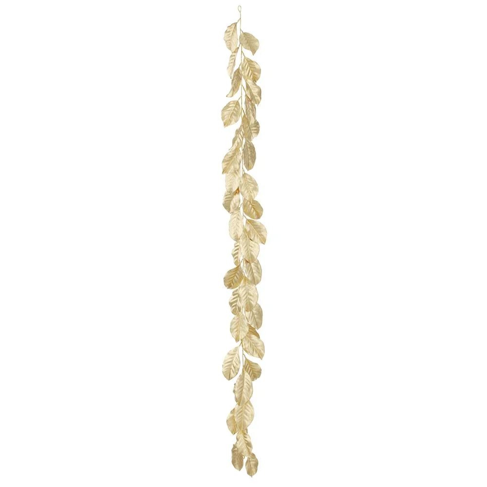 6' Metallic Magnolia Leaf Garland Gold