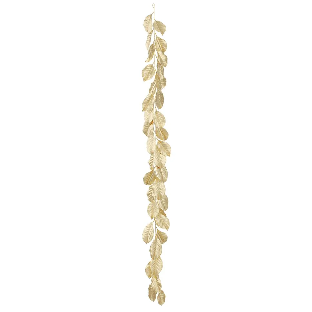 6' Metallic Magnolia Leaf Garland Gold - Image 2