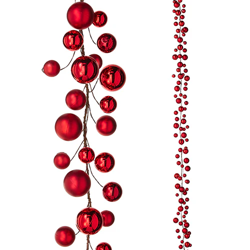 6' Red Ball Garland - Image 2