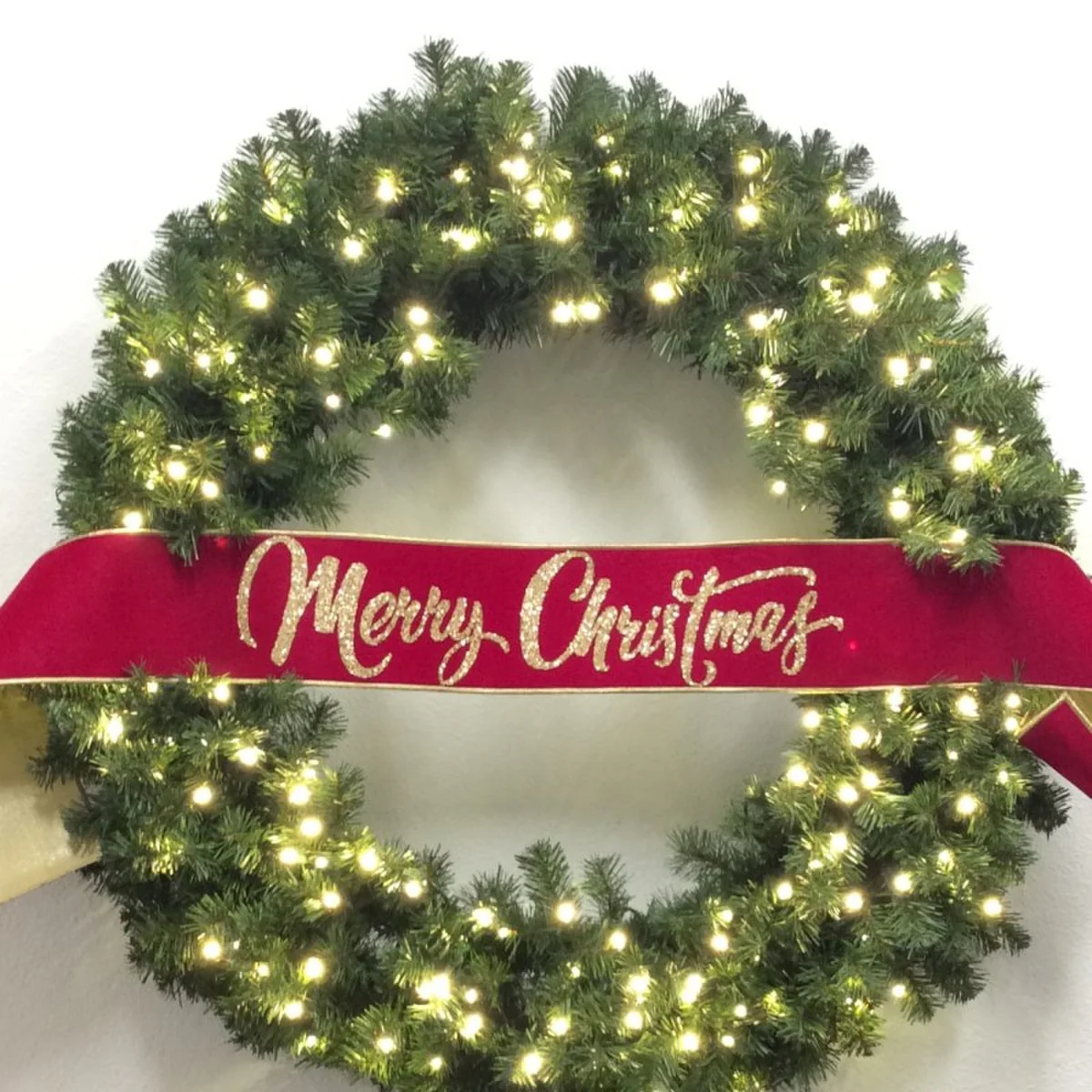 6" X 70" Velvet Glitter Merry Christmas Banner Gold Back, Hot Pink - Image 2