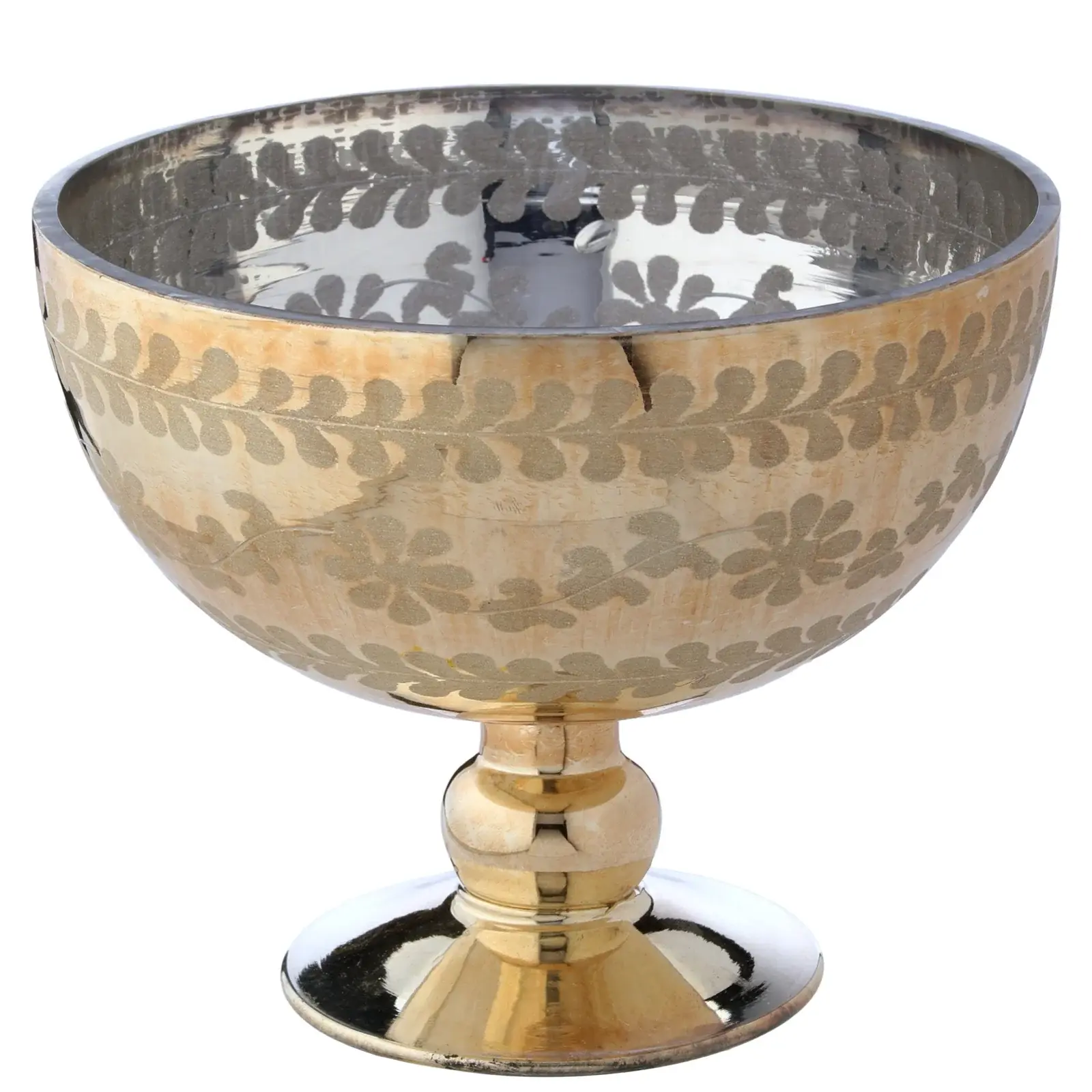 6.5" Etched Footed Glass Pedestal Bowl