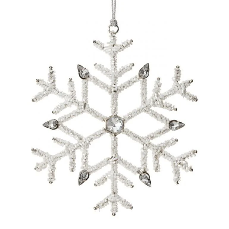6.5” Jeweled Beaded Snowflake Ornament