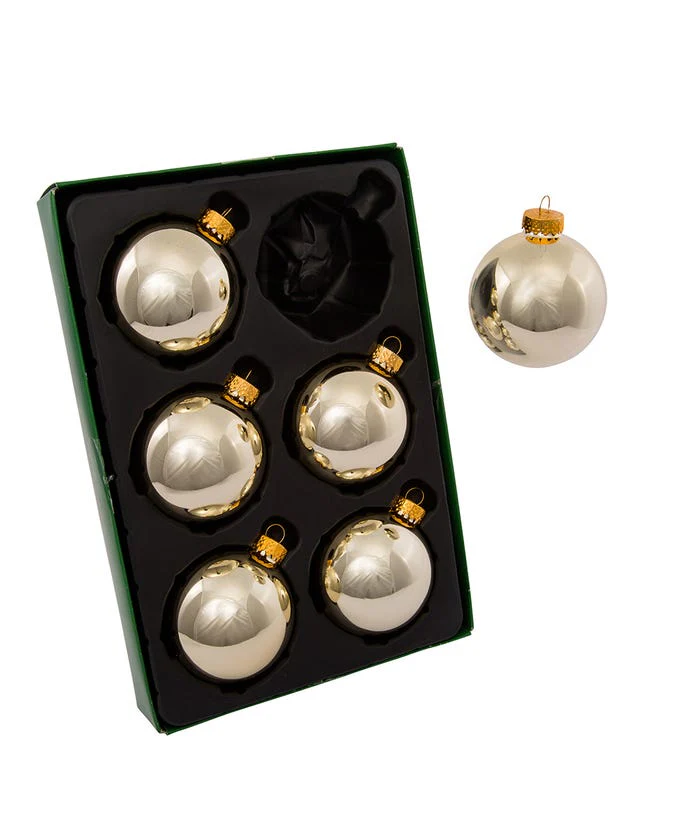65MM Glass Shiny Gold Ball Ornament - Sold as a Set - Image 3