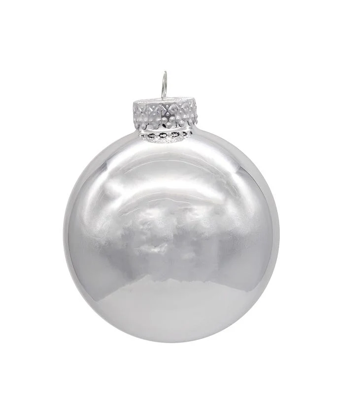 65MM Glass Shiny Silver Ball Ornament - Sold as a Set - Image 6