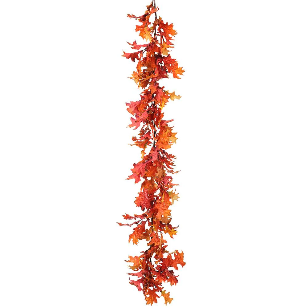 69" Oak Leaf Garland Orange - Image 2