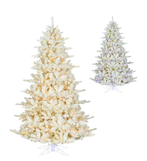 7.5' Instant Connect Dual Color LED Cream Flocked Tree