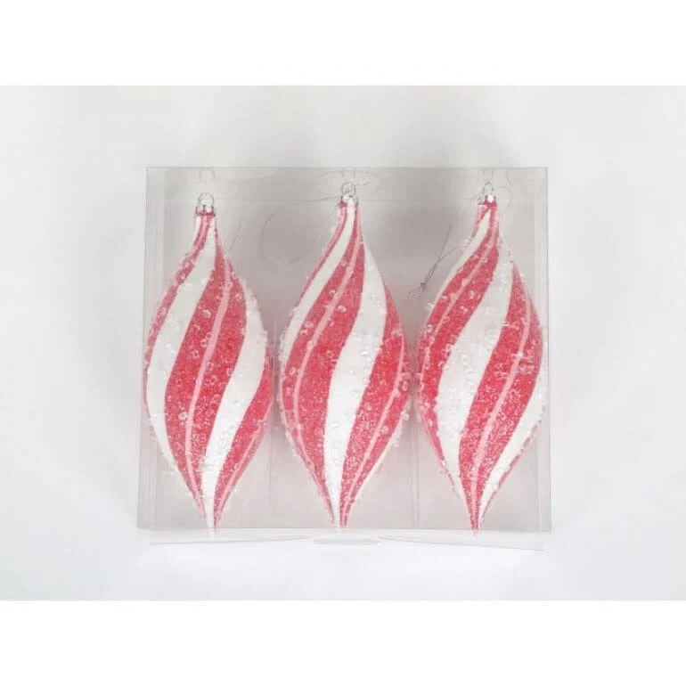 7" Vacuum Plate Sugar Peppermint Finial Ornament