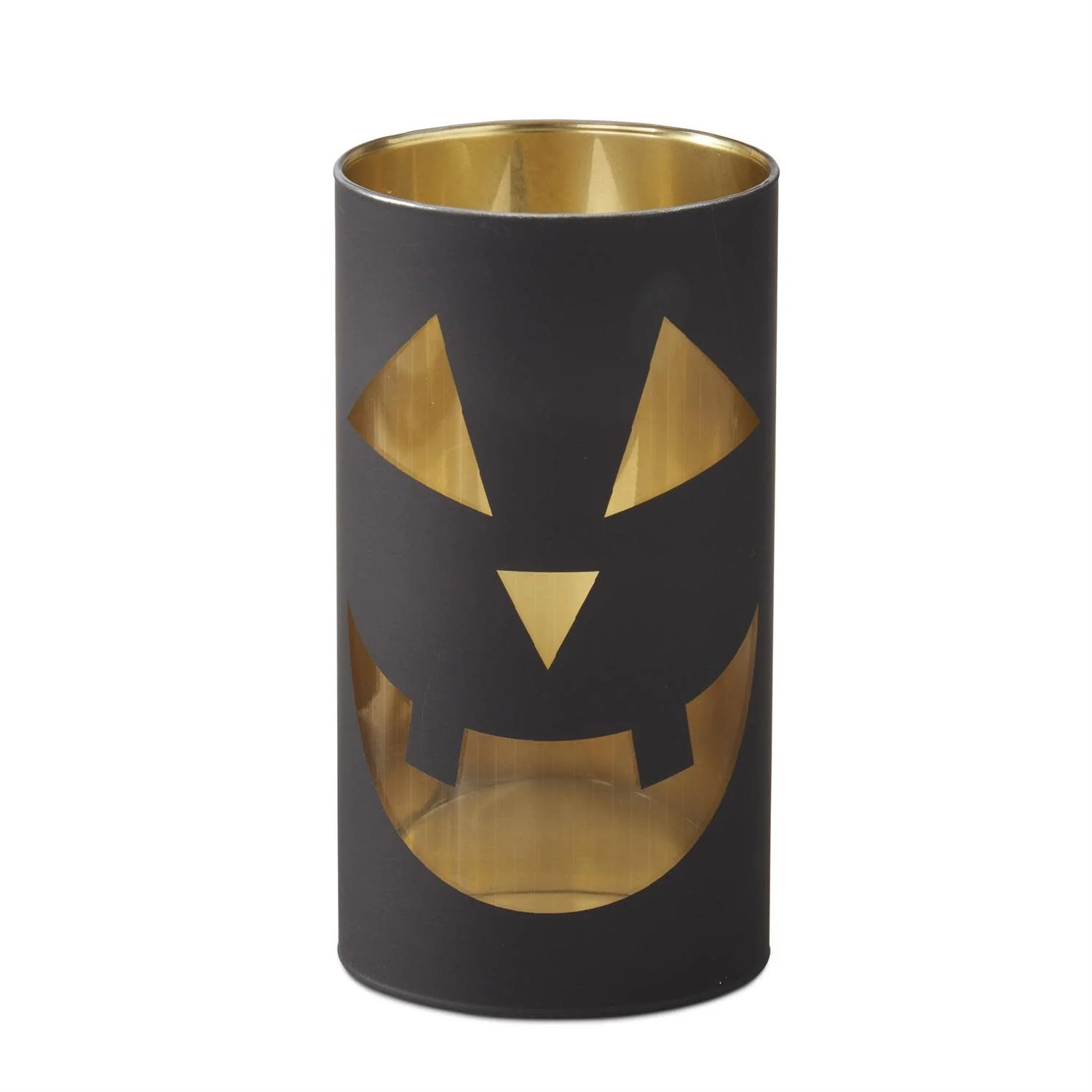 7.75 Inch Black Jack o Lantern Glass Cylinder Candle Slip Cover
