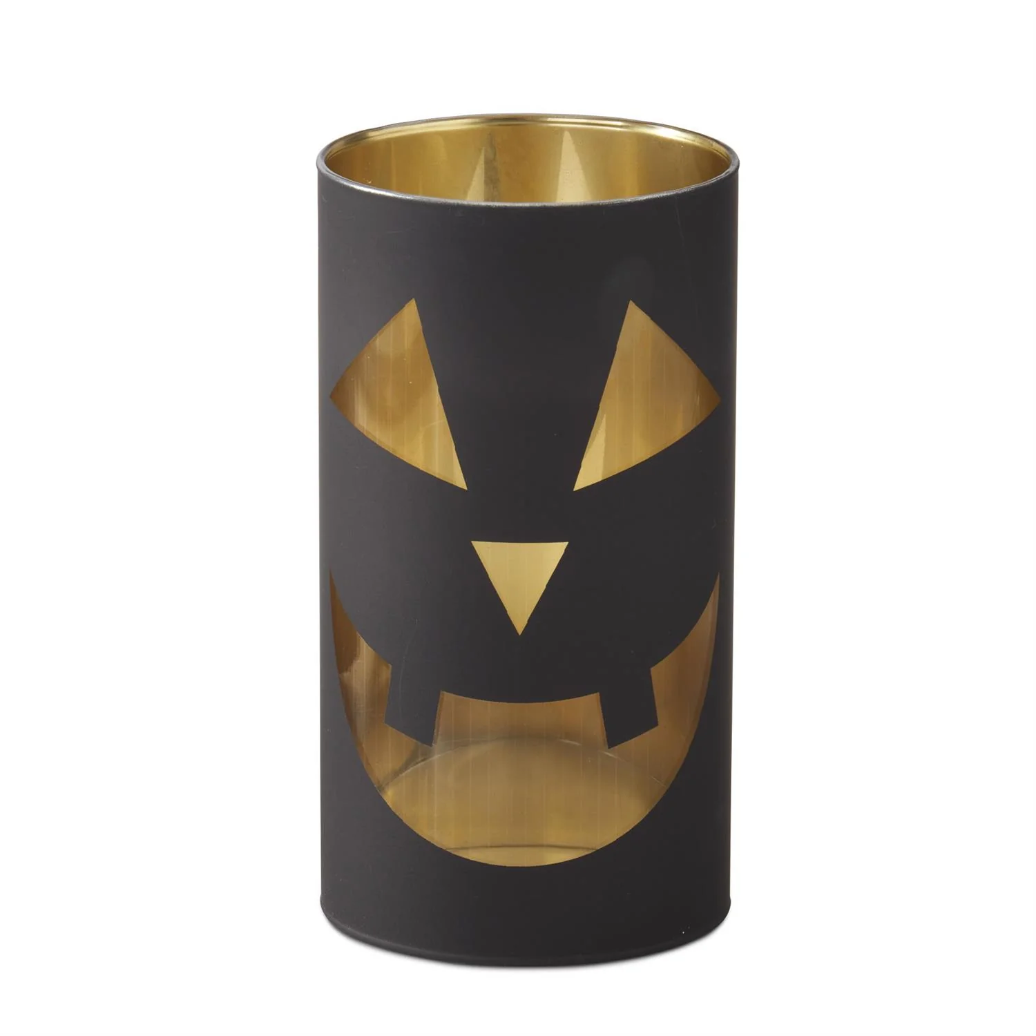 7.75 Inch Black Jack o Lantern Glass Cylinder Candle Slip Cover - Image 2