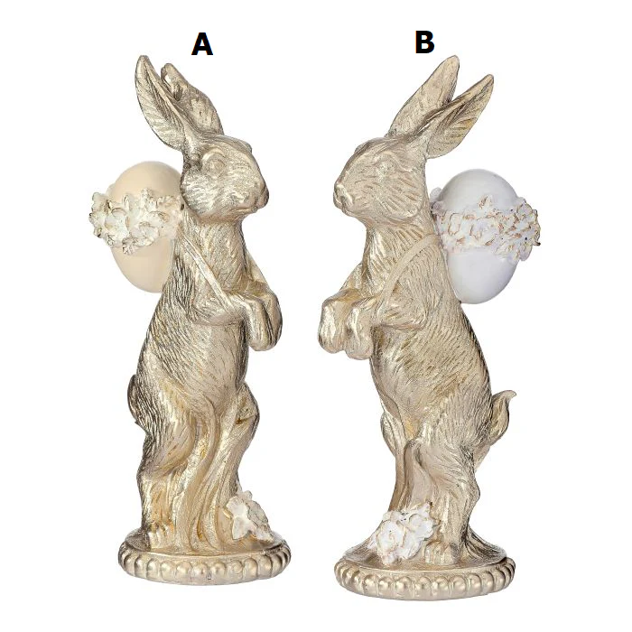 8.5” Resin Bunny W/Basket/Egg - Sold Individually