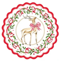 8" Holly Berry Scalloped Salad Plate Gold Foil
