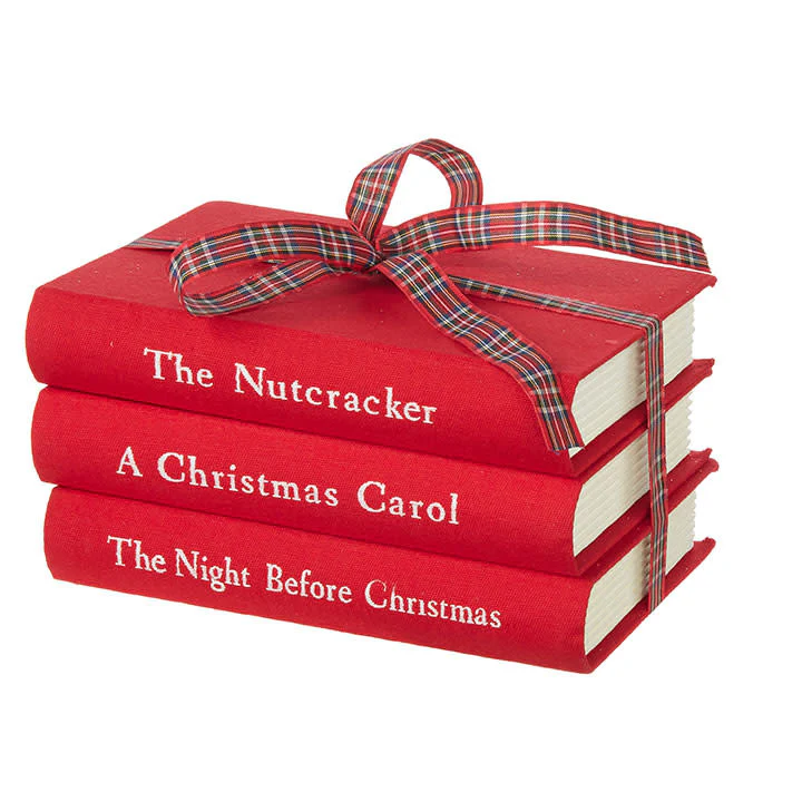8" Red Stacked Christmas Books