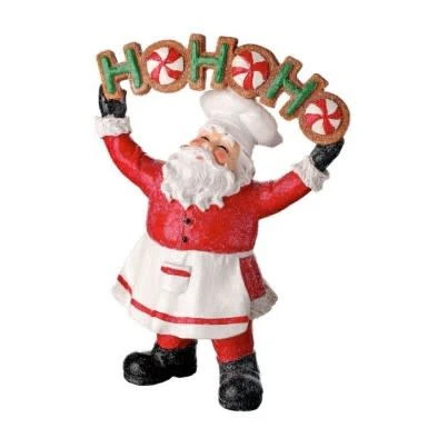 8" Resin "Hohoho" Peppermint Santa