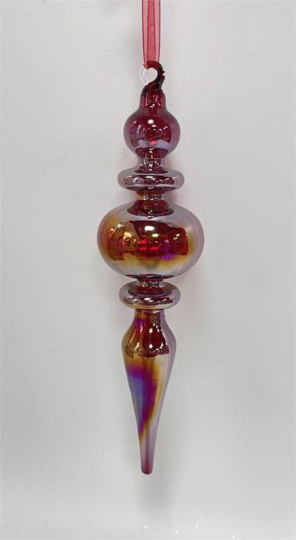 9.5" Iridescent Finial Ornament Burgundy