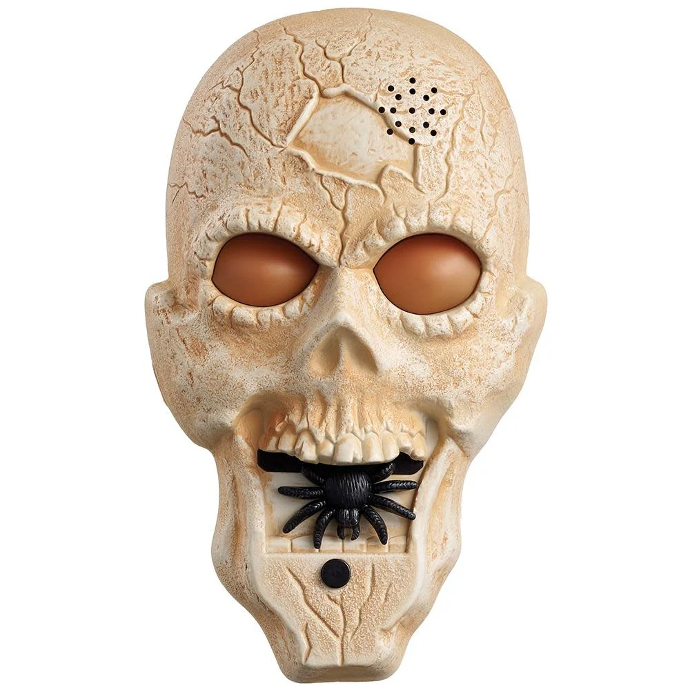 9" Battery Operated Skull Doorbell with Light And Voice Beige Antique - Image 3