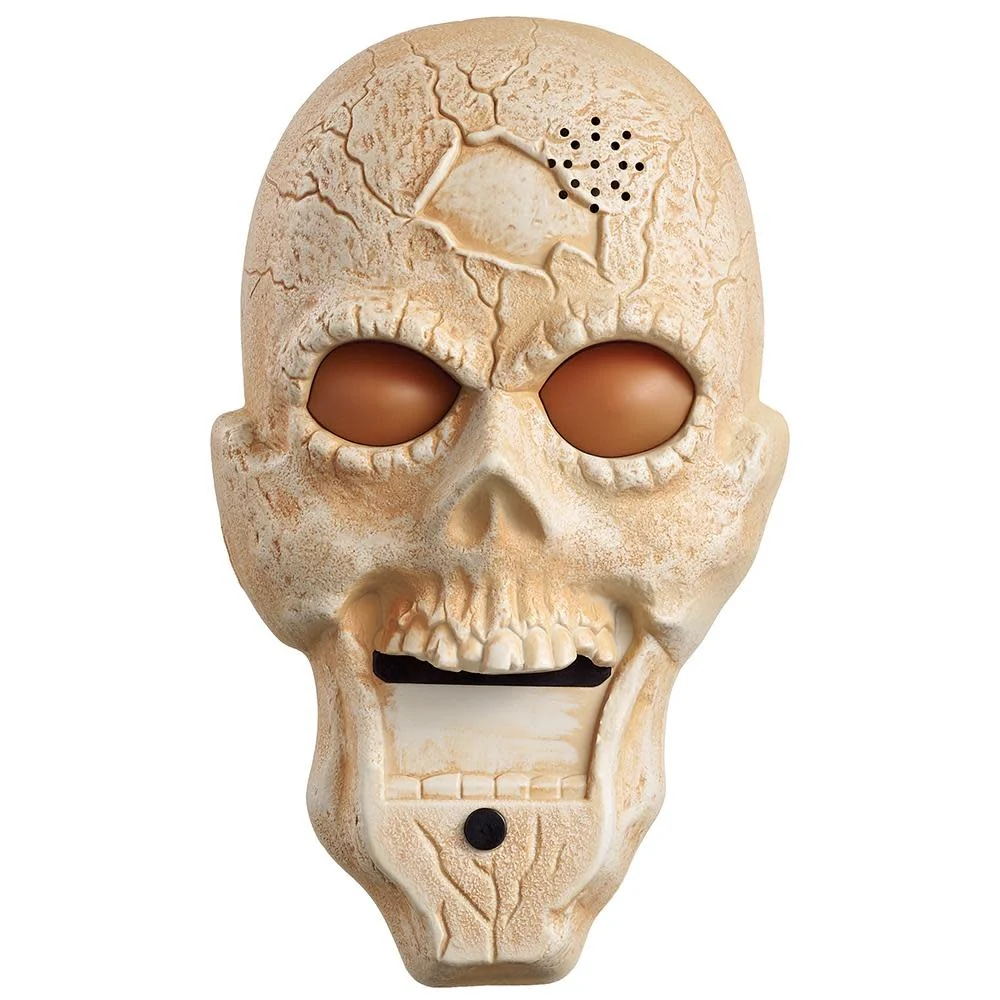 9" Battery Operated Skull Doorbell with Light And Voice Beige Antique - Image 4