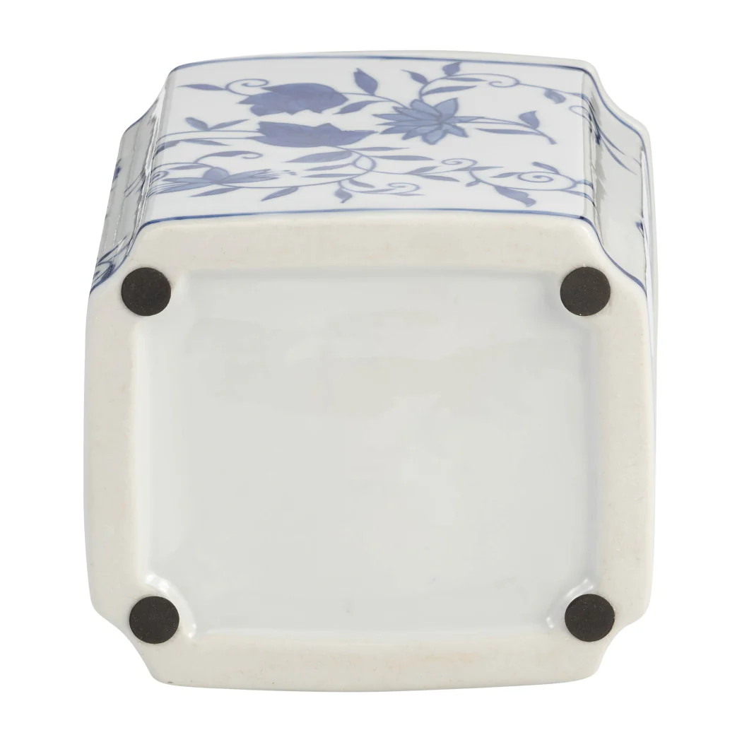8 in. Blue Ceramic Chinoiserie Floral Decorative Jar - Image 7