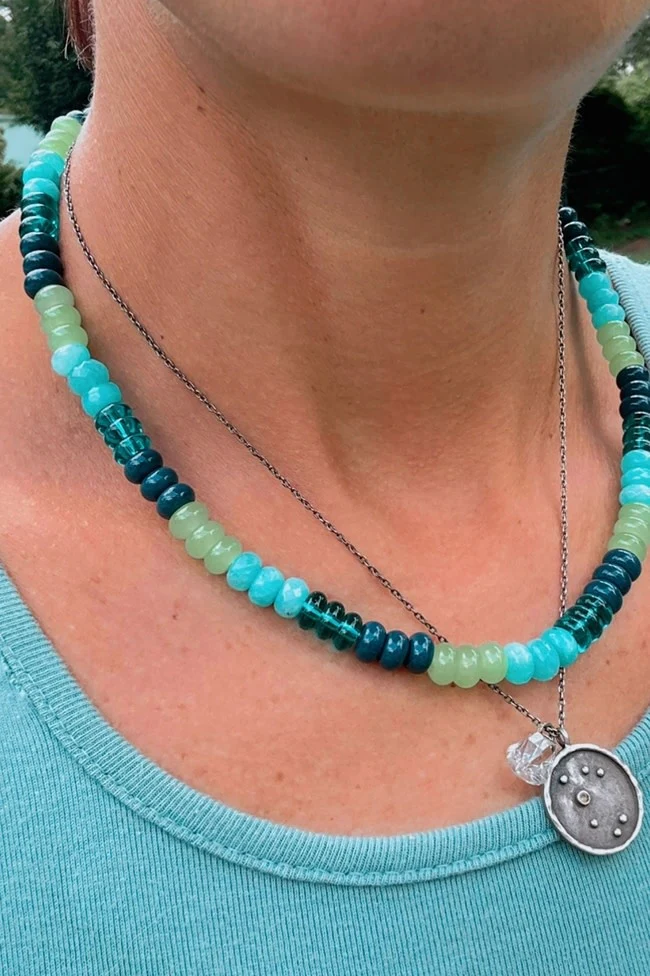 Adjustable Necklace Sophia Blue/Green Colorblock Multicolor - Image 2