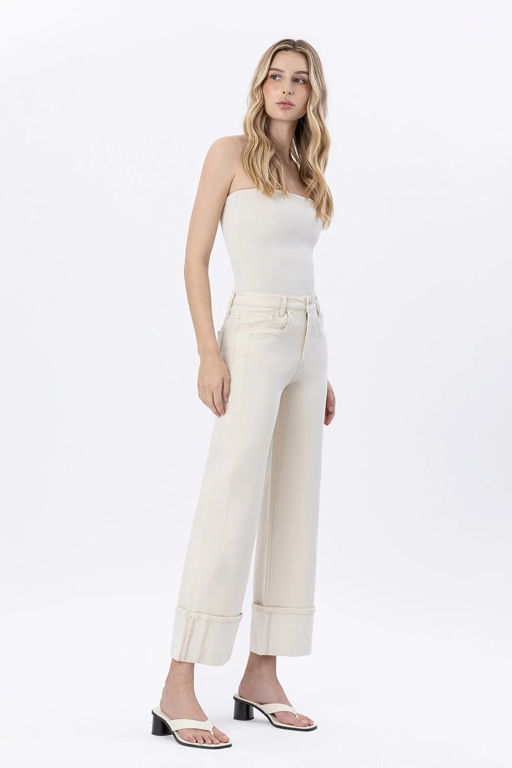 Adriana Super High Rise Cuffed Wide Leg Jeans - Image 3