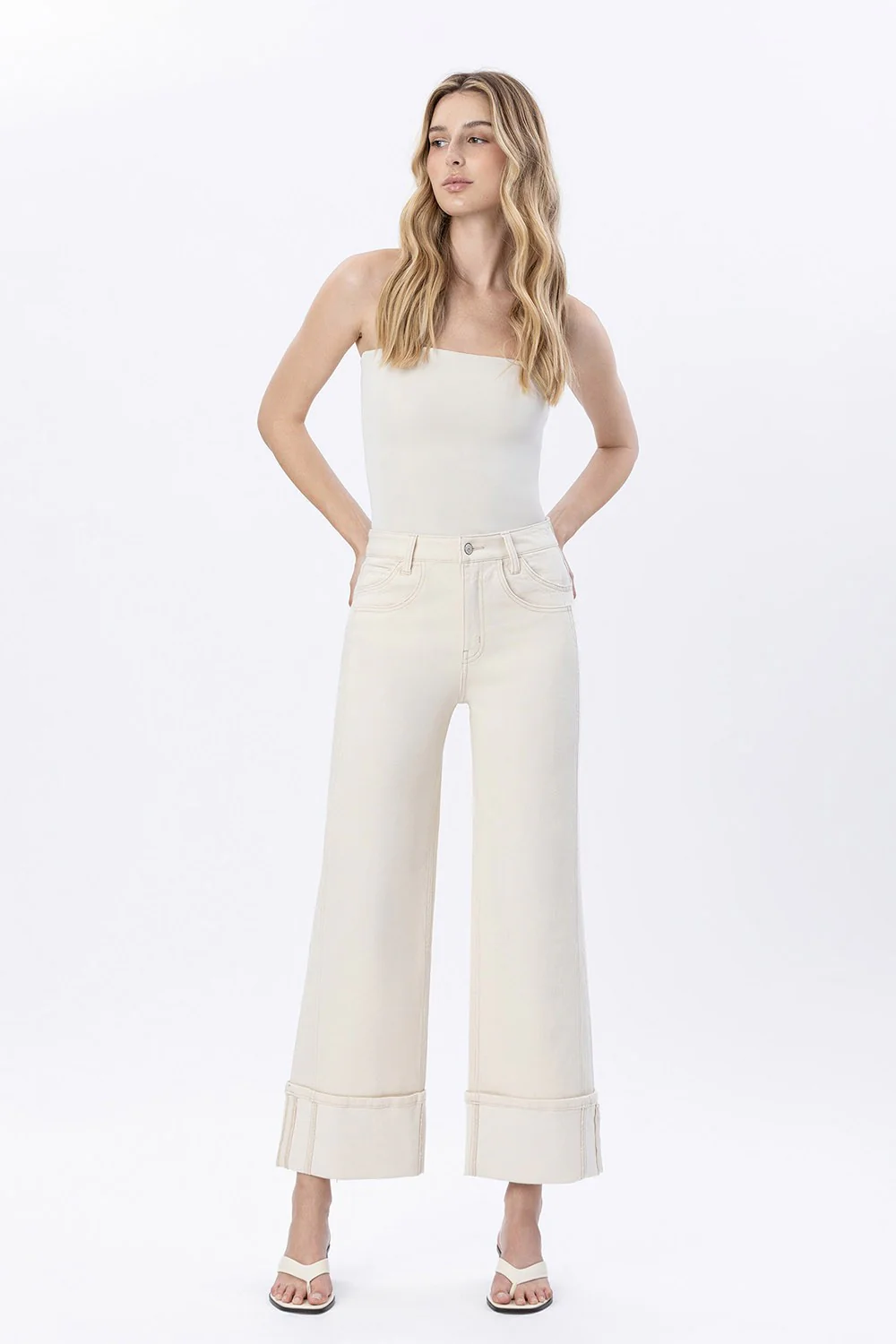 Adriana Super High Rise Cuffed Wide Leg Jeans - Image 9