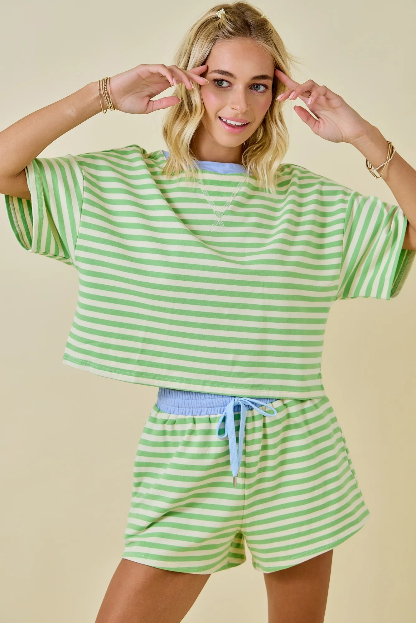 Ailany Boxy Terry Short Sleeve Tee With Contrast Neckband - Image 3