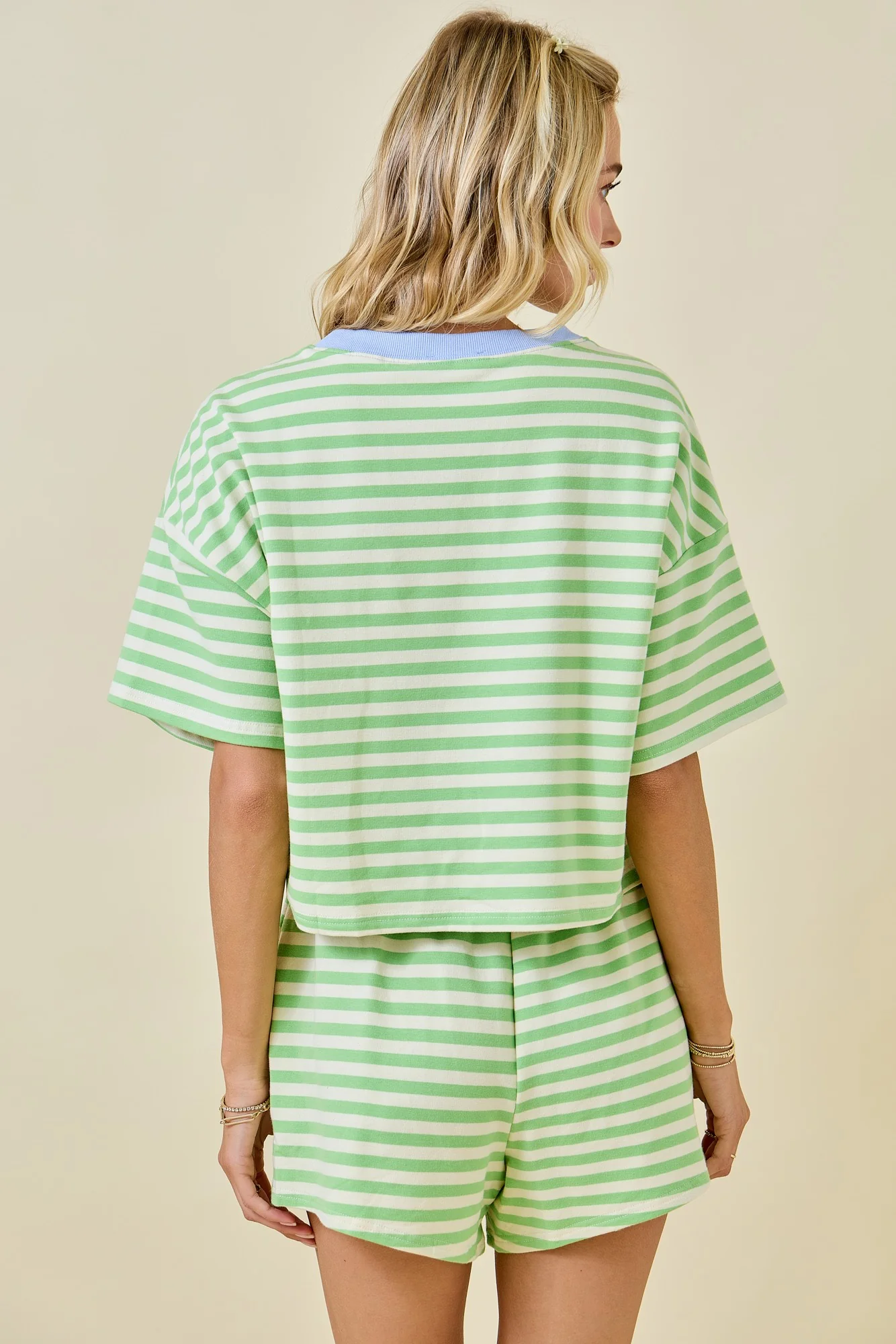 Ailany Boxy Terry Short Sleeve Tee With Contrast Neckband - Image 5