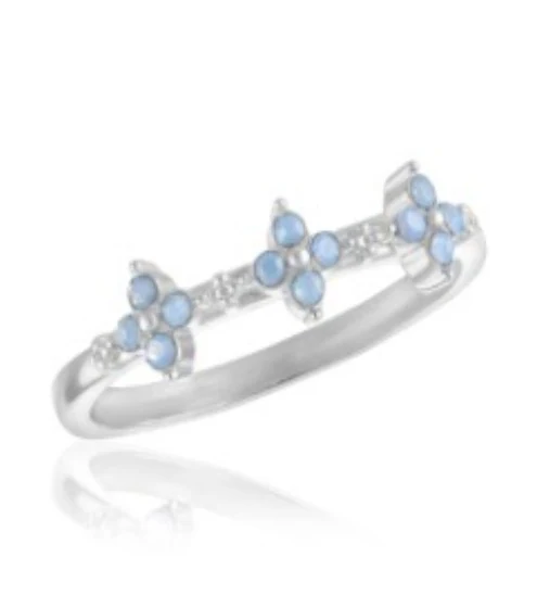Air Blue Opal Mini Flower Stack Ring