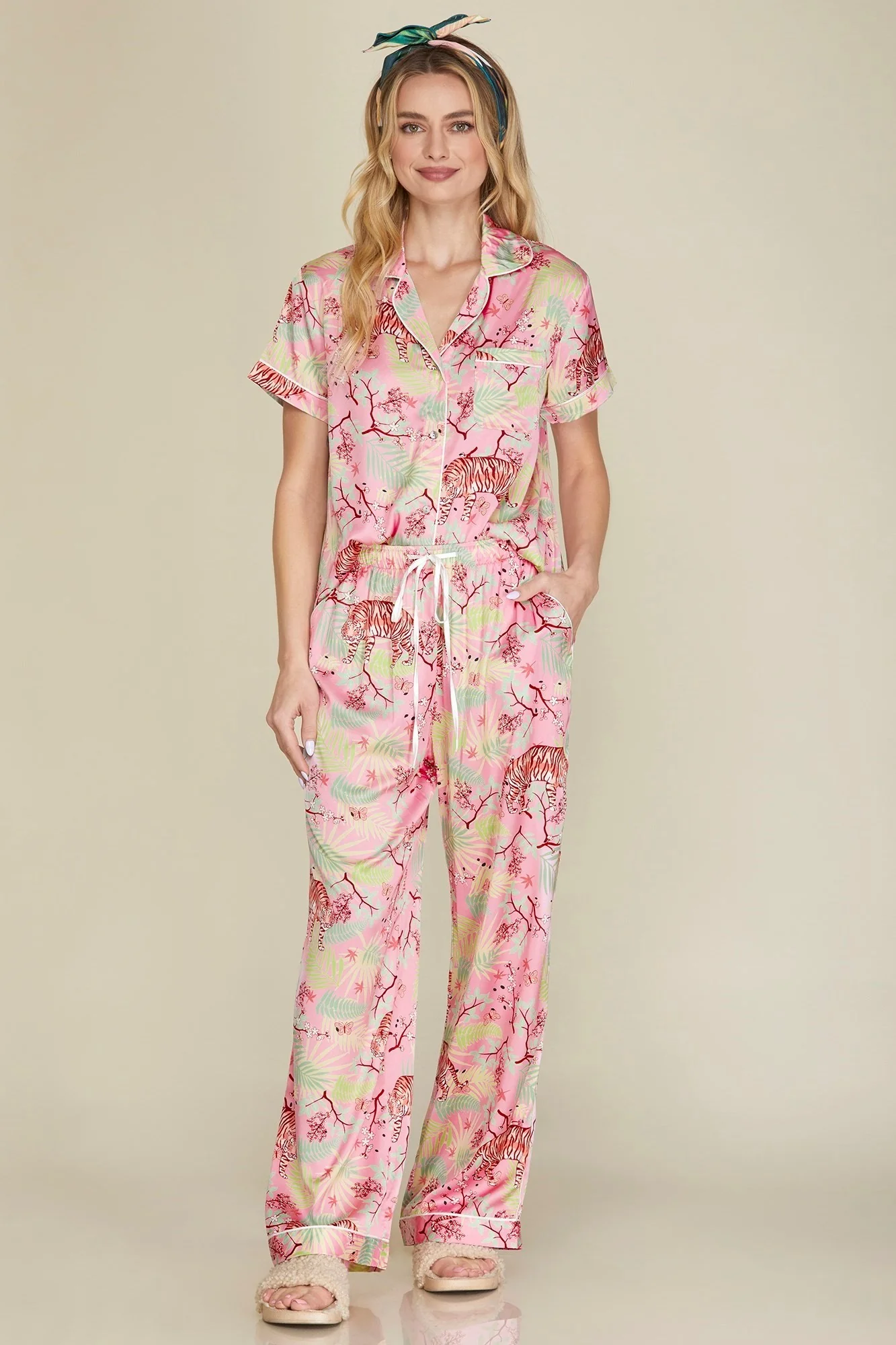 Alex Tiger Print Satin Pajama - Image 11