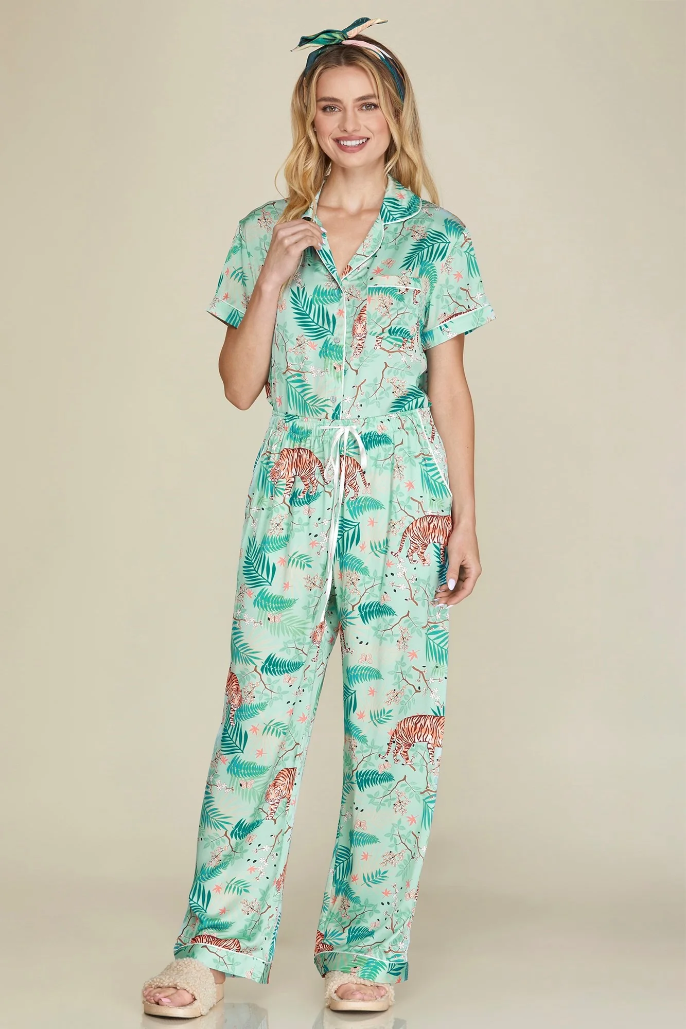 Alex Tiger Print Satin Pajama - Image 6