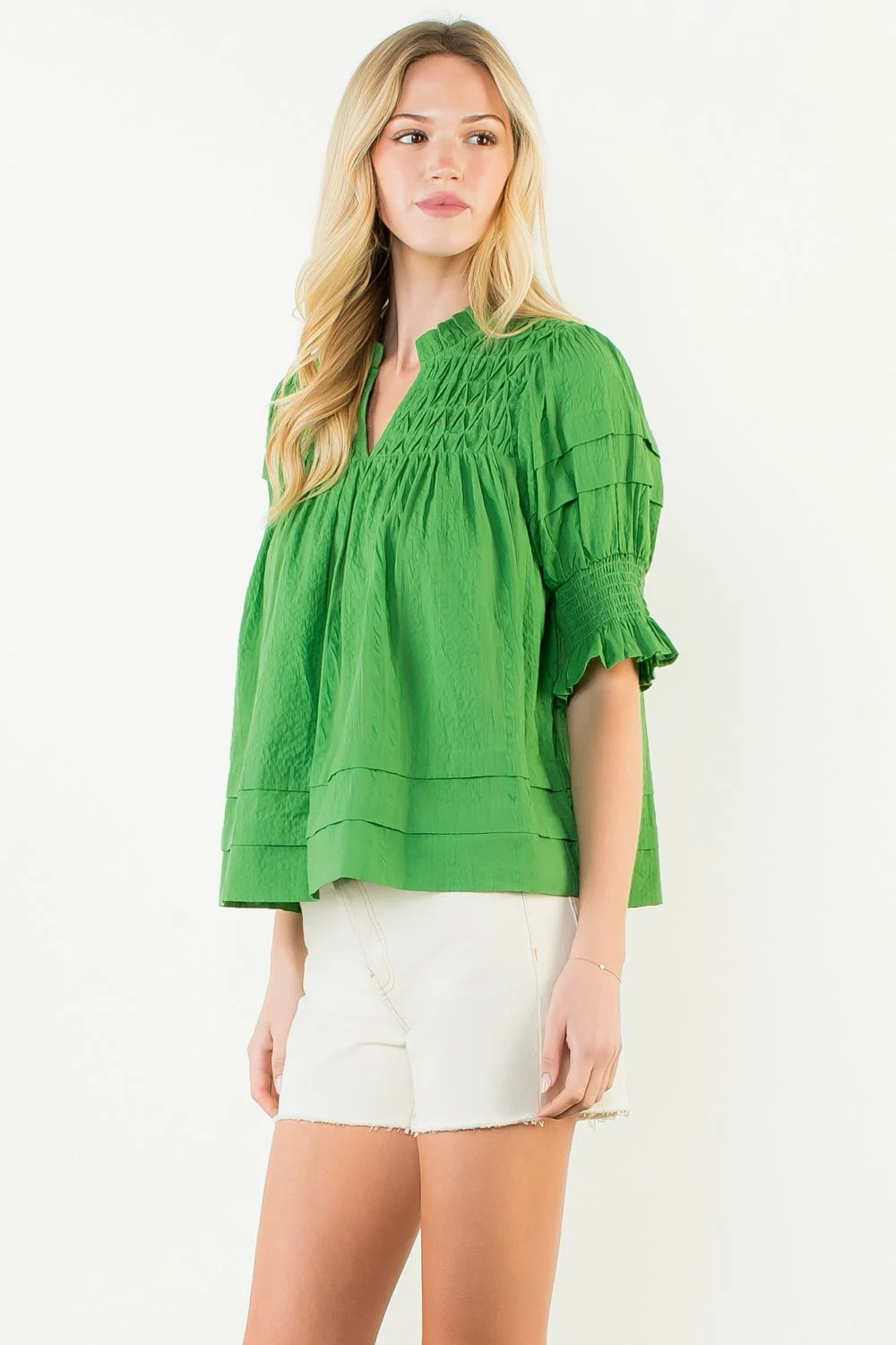 Alexandra Short Sleeve Crinkle Detail Top - Image 2