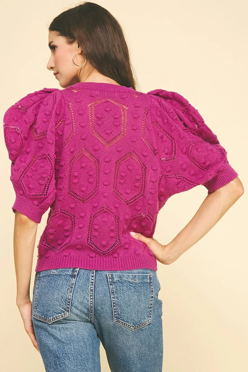 Alexia Puffed Sleeve Embroidered Sweater - Image 3