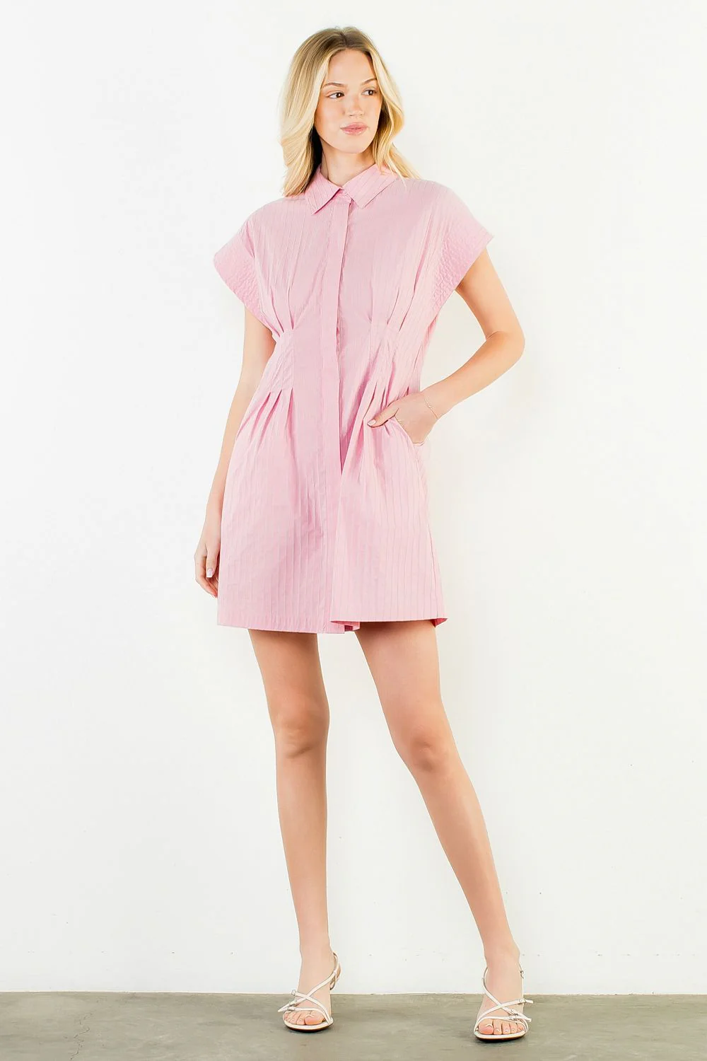 Allison Short Sleeve Striped Button Down Dress - Image 6