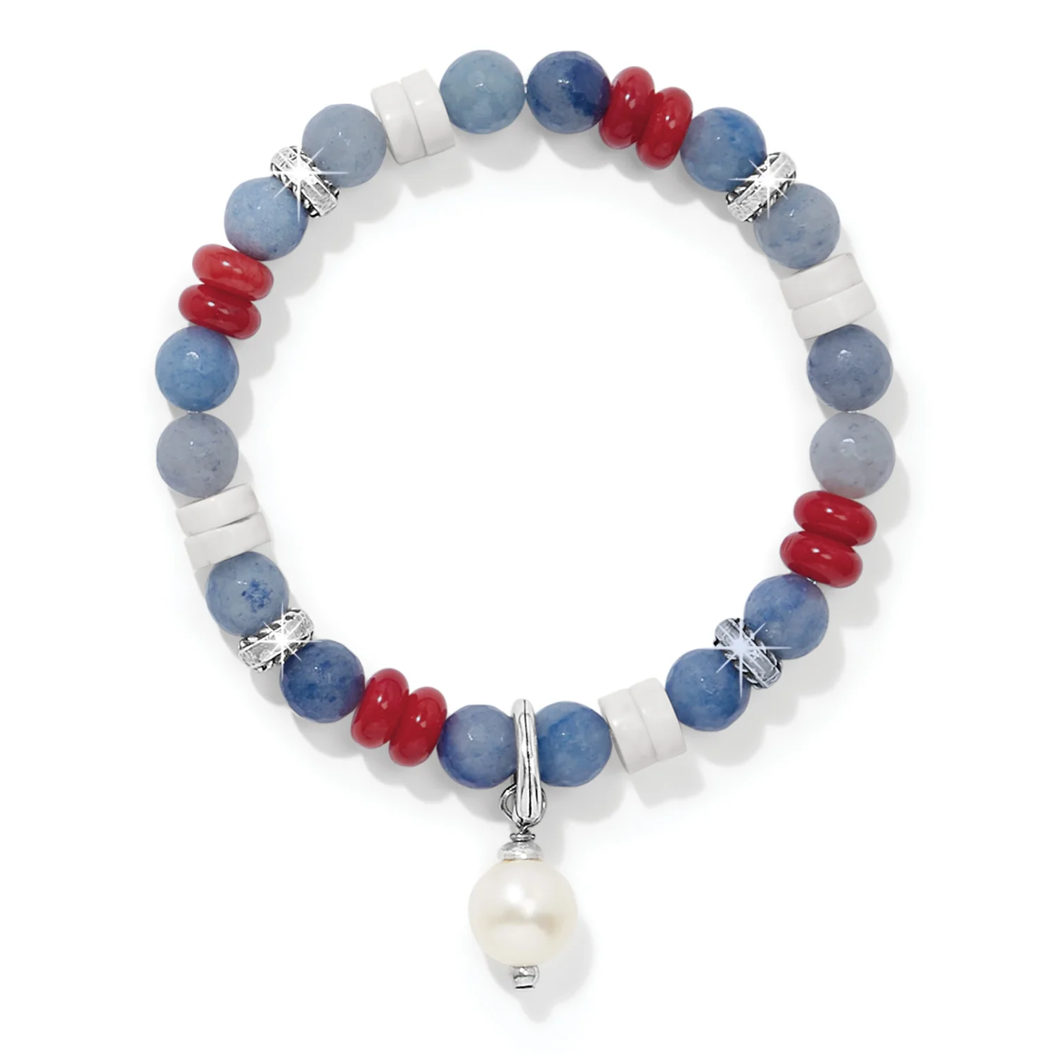 Americana Beach Pearl Charm Stretch Bracelet - Image 2