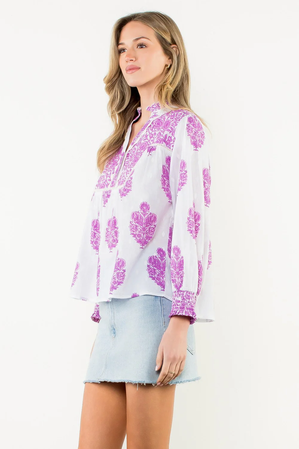 Amy Long Sleeve Flower Print Top - Image 2