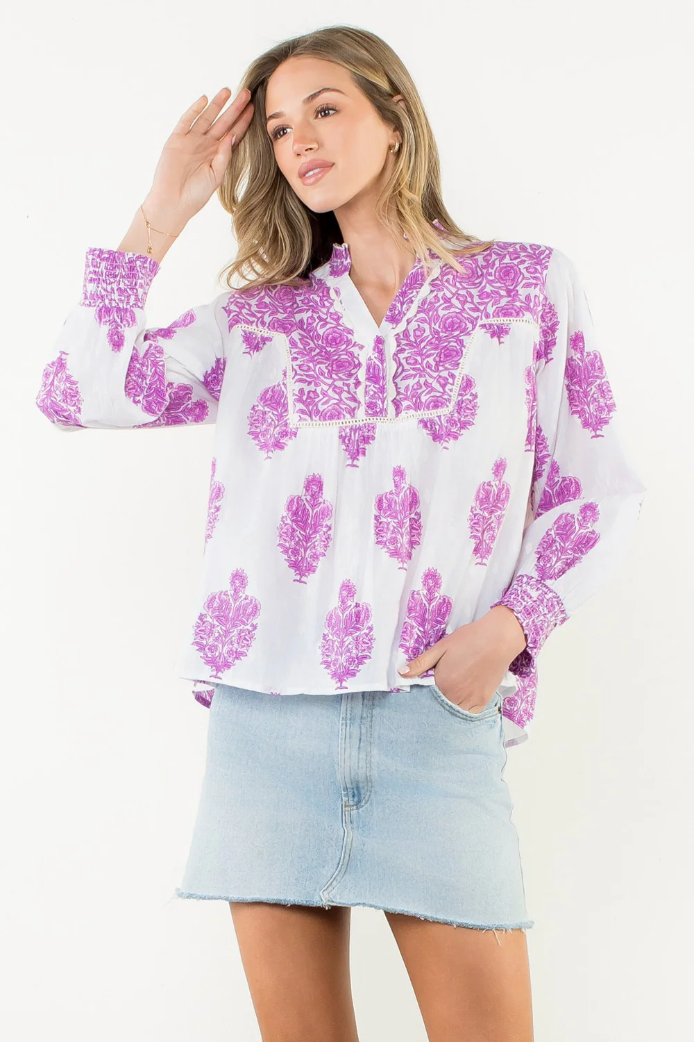 Amy Long Sleeve Flower Print Top - Image 6