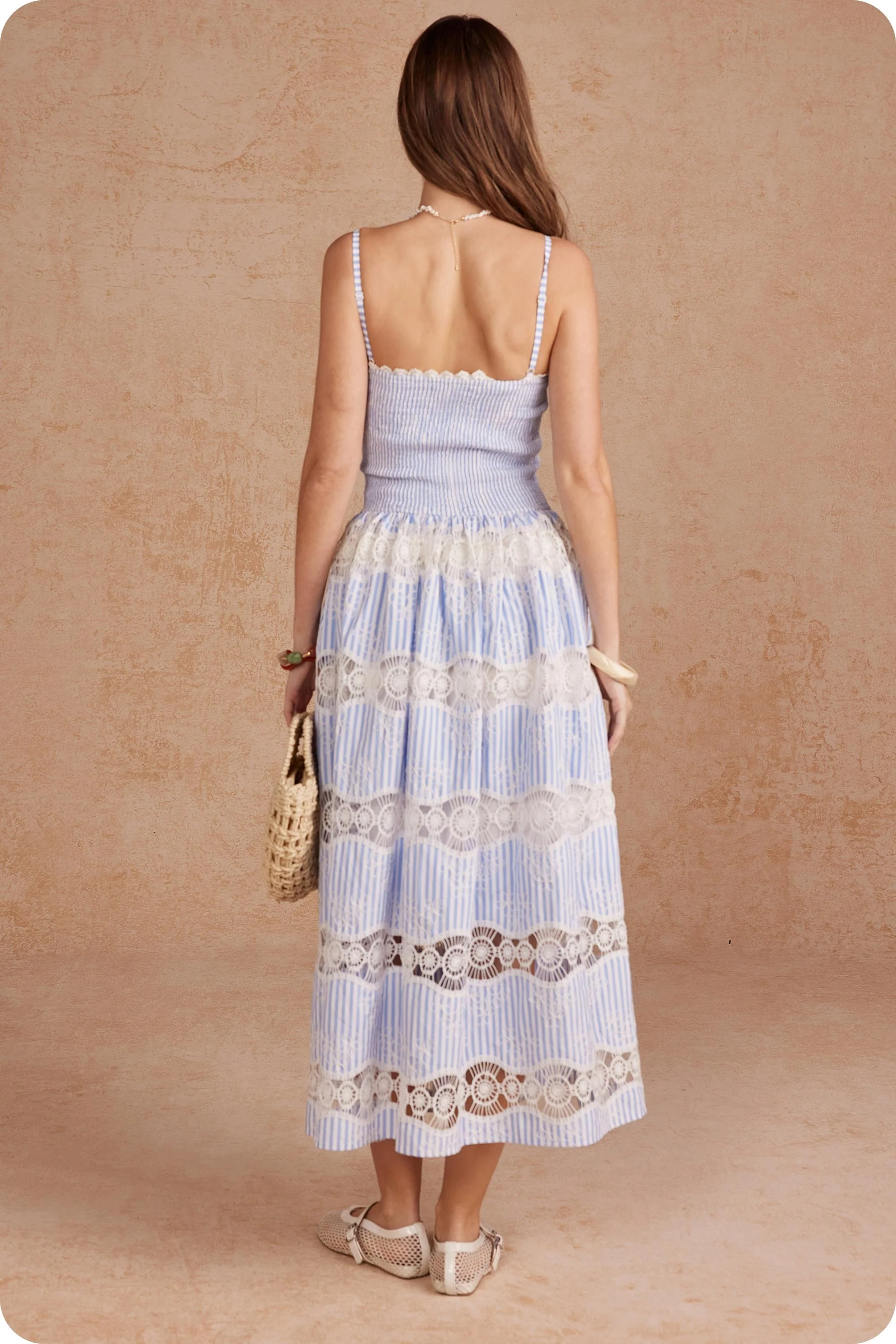 Annie Embroidery Stripe Sleeveless Long Dress - Image 3