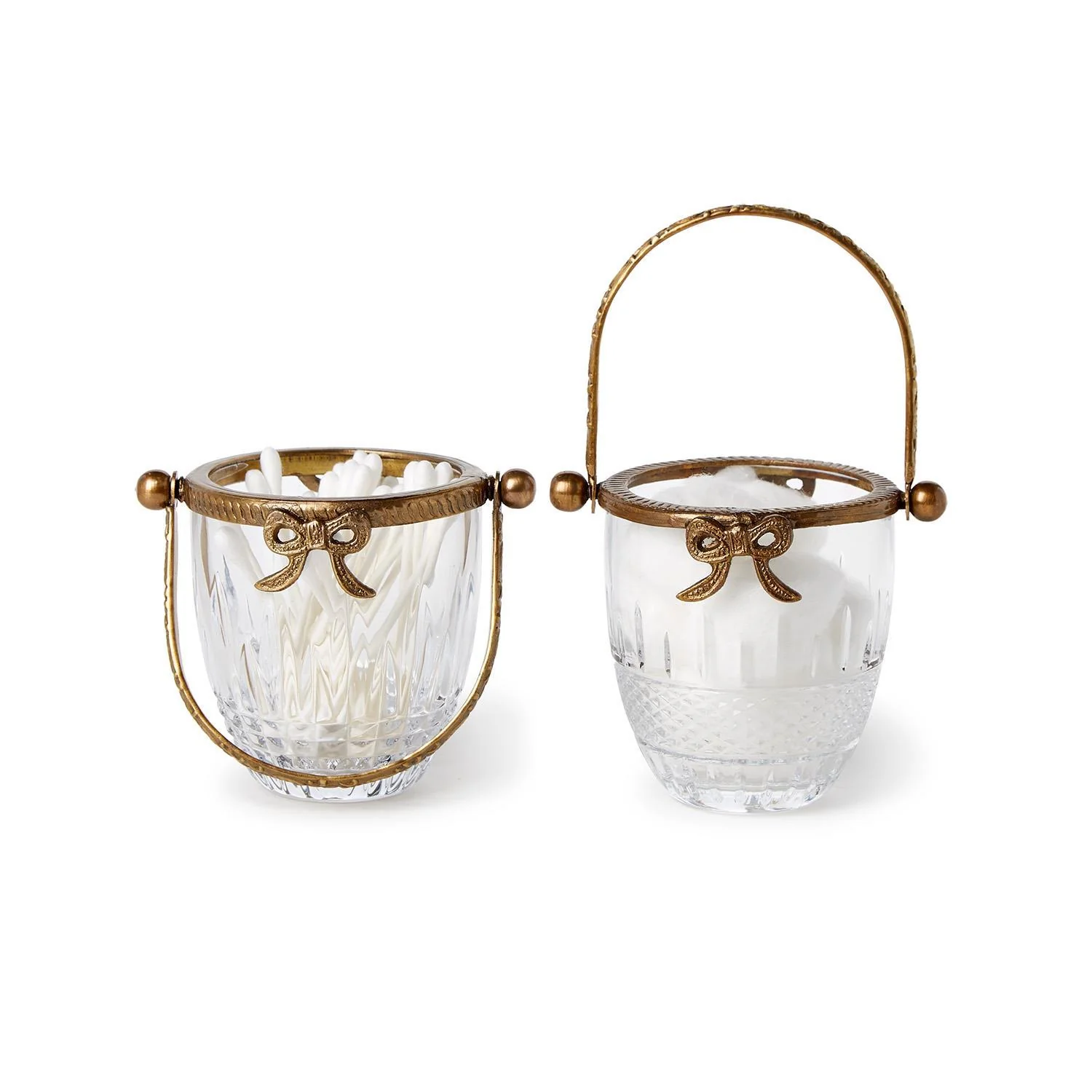 Antique Gold Finish Glass Basket  with Bow Accent - Sold Individually - Image 4