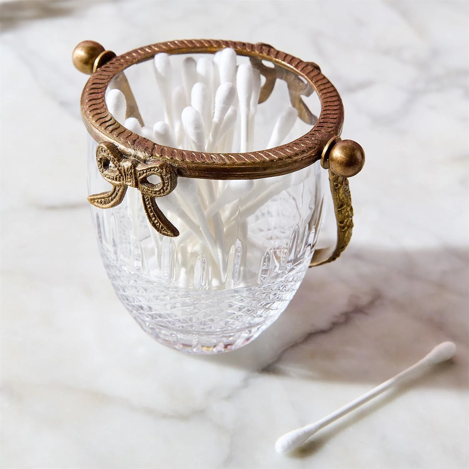 Antique Gold Finish Glass Basket  with Bow Accent - Sold Individually - Image 6