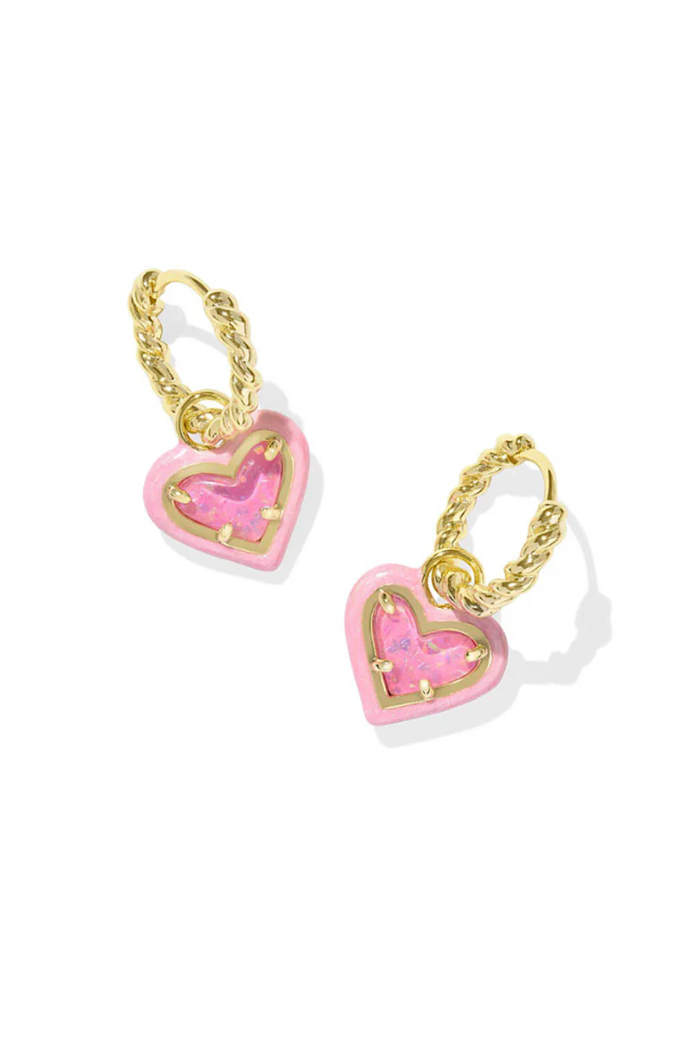 Ari Heart Enamel Frame Huggie Earrings - Image 4